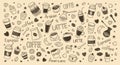 Cute coffeeshop icons set vector