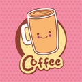 cute cold coffee kawaii illustration