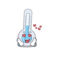 Cute cold thermometer cartoon character has a falling in love face