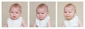 Cute collage of a little toddler baby boy, making different face Royalty Free Stock Photo