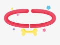 Cute collar with bone for dog domestic cartoon animal, pets