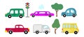 Cute collection colorful cars vector art isolated Royalty Free Stock Photo