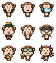 The cute collection of the monkey with the different poses mascot bundle set Royalty Free Stock Photo