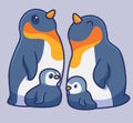 cute colony of penguins. isolated cartoon animal illustration. Flat Style Sticker Icon Design Premium Logo vector. Mascot