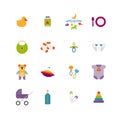 Cute color baby icons