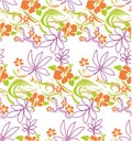 Cute colored vector flowers. Seamless floral pattern on white background. Royalty Free Stock Photo