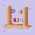 Cute colorful abacus icon cute smooth on pastel background, arithmetic game learn counting number concept. finance