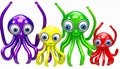 Cute colorful alien family isolated on white