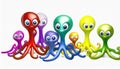 Cute colorful alien family isolated on white