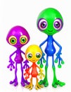 Cute colorful alien family isolated on white