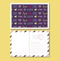 Cute colorful beautiful postacrd with hearts, love for Valentine`s Day