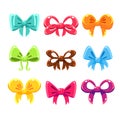 Cute Colorful Bows Set, Vector Illustration Set Royalty Free Stock Photo