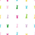 Cute colorful bunny, rabbit face and colorful bunny silhouette easter pattern background. Happy easter greeting card, advertisemen