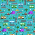 Cute colorful cartoon city transport pattern Royalty Free Stock Photo