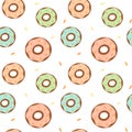 Cute colorful cartoon donuts seamless pattern background illustration Royalty Free Stock Photo