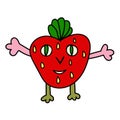 Cute colorful cartoon red happy strawberry character with green leaves Royalty Free Stock Photo