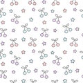 Cute colorful cherries and stars seamless pattern background illustration