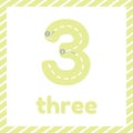 Learn how to write number three for kids Royalty Free Stock Photo
