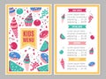 Cute colorful children s menu