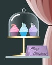 Cute colorful christmas cupcakes on a stand