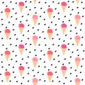 Cute colorful cone ice cream seamless vector pattern background illustration