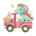 Cute colorful dinosaur playing. Cute baby dinosaur playing bundle illustration on a white background. Colorful baby dinosaur