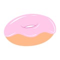 Cute, colorful donut with pink glaze. Realistic vector illustration in flat style Royalty Free Stock Photo