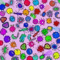 Cartoon Doodle Bacteria Surface Background