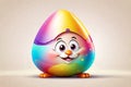 Cute colorful easter egg with happy face, isolated