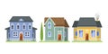 Cute colorful flat style house village symbol real estate cottage and home design residential colorful building