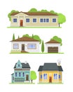 Cute colorful flat style house village symbol real estate cottage and home design residential colorful building Royalty Free Stock Photo