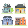 Cute colorful flat style house village symbol real estate cottage and home design residential colorful building Royalty Free Stock Photo