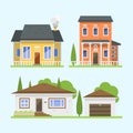 Cute colorful flat style house village symbol real estate cottage and home design residential colorful building Royalty Free Stock Photo