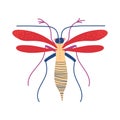 Cute Colorful Flying Insect, Mosquito Vector Illustration