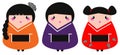 Cute colorful Geisha set Royalty Free Stock Photo