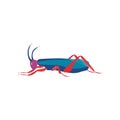 Cute Colorful Grasshopper Insect, Side View Vector Illustration