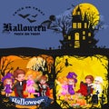 Cute colorful Halloween kids in costume for party set isolated vector illustration Royalty Free Stock Photo