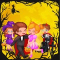 Cute colorful Halloween kids in costume for party set isolated vector illustration Royalty Free Stock Photo