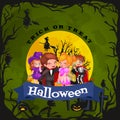 Cute colorful Halloween kids in costume for party set isolated vector illustration Royalty Free Stock Photo