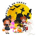 Cute colorful Halloween kids in costume for party set isolated vector illustration Royalty Free Stock Photo