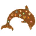 Cute Sweet Christmas Gingerbread Dolphin