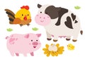 Cute happy animals farm collection set