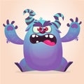 Cute colorful happy cartoon monster. Vector fat monster mascot character. Halloween design for party decoration, print Royalty Free Stock Photo
