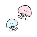 cute colorful jellyfish icon. Ocean world. vector illustration