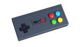 Cute colorful joystick gamepad, game console on white background. Computer gaming. 3d render