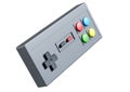 Cute colorful joystick gamepad, game console on white background. Computer gaming. 3d render