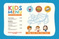 Cute colorful kids meal menu template Royalty Free Stock Photo