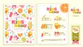 Cute colorful kids meal menu vector template Royalty Free Stock Photo