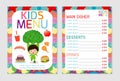 Cute colorful kids meal menu vector template, kids menu, Cute colorful kids meal menu design Royalty Free Stock Photo