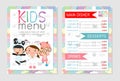 Cute colorful kids meal menu vector template, kids menu, Cute colorful kids meal menu design